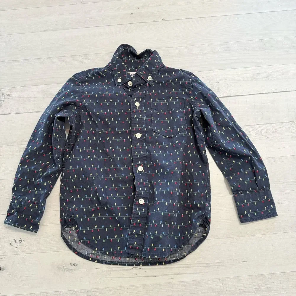 Gap kids Christmas light button down shirt XS‎